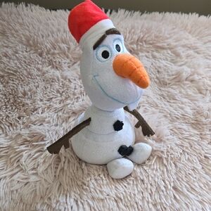 TY Sparkle Olaf Frozen Charming Snowman Plush with Red Hat and Orange Nose